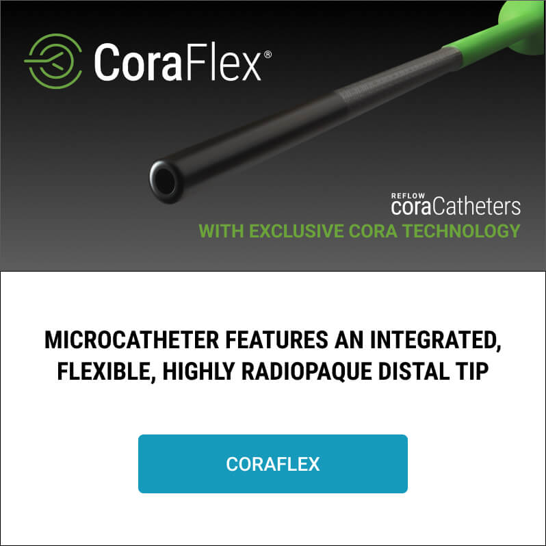 Reflow Medical CoraFlex microcatheter with integrated flexible highly radiopaque distal tip